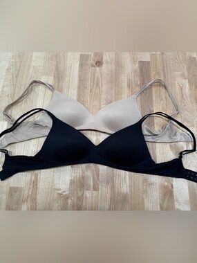 (2) aerie Sunnie Everyday Smooth Wireless Bra - Black & Nude